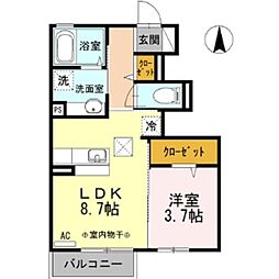 プリマージュA 1LDKの間取図画像