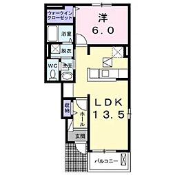 ヴィラ・アリーナ 1LDKの間取図画像