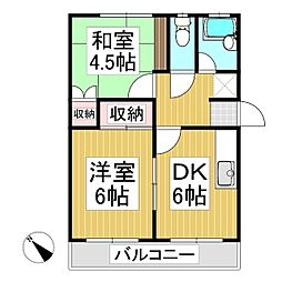 ライブタウンウエスト西 2DKの間取図画像