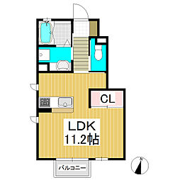 ラクールシェモア ワンルームの間取図画像