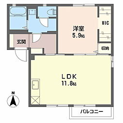 フォーレス砂田B 1LDKの間取図画像
