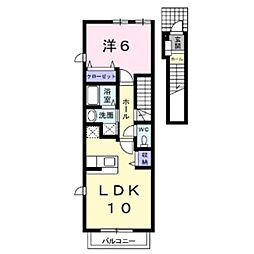 ヒルハウスA 1LDKの間取図画像