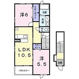 エレガンテ浅間 2LDKの間取図画像