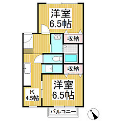 ビューハイツ御代田A 2Kの間取図画像