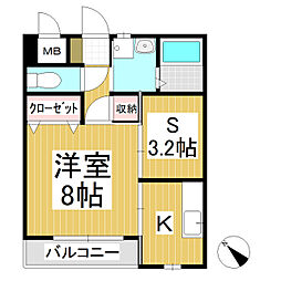 アベニューB 1SKの間取図画像