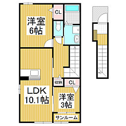 トリニティ・佐久平2 2LDKの間取図画像