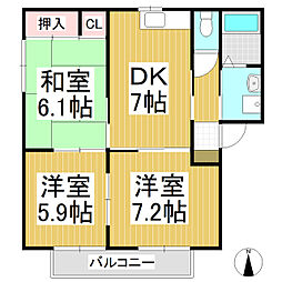 バリュージュふじみA 3DKの間取図画像
