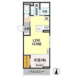 トリシア西軽井沢 月 1LDKの間取図画像
