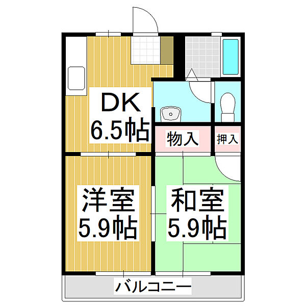 コマバハイムＢ ｜長野県佐久市新子田(賃貸アパート2DK・2階・38.83㎡)の写真 その2