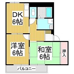 サープラスコスモス 1階2DKの間取り