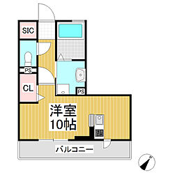 アレーズジュアン ワンルームの間取図画像
