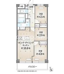 メゾンエクレーレ昭島 3LDKの間取図画像