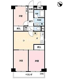 日野台ハイツ 3DKの間取図画像