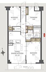 グレンモアスワB館 3LDKの間取図画像