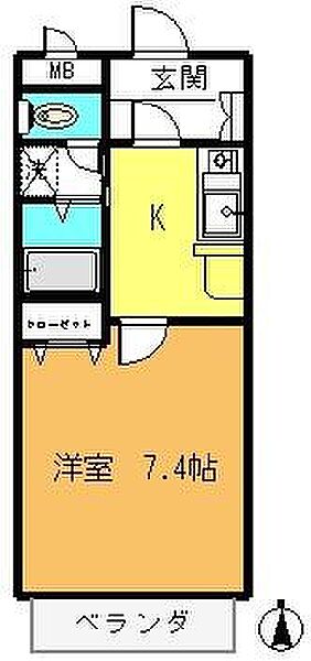 メゾンドアブリール 205｜福岡県久留米市東合川3丁目(賃貸マンション1K・1階・27.20㎡)の写真 その2