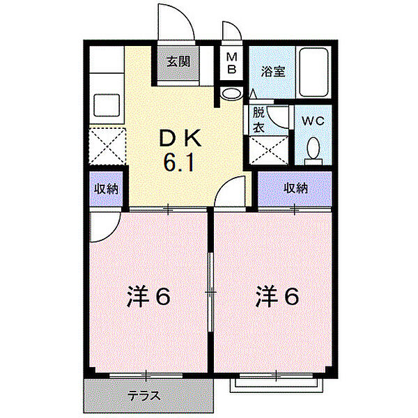 グランドハイツ近藤2 102｜福岡県久留米市御井町(賃貸アパート2DK・1階・39.74㎡)の写真 その2