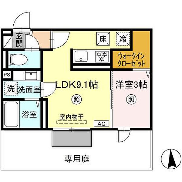 Augusta（オーガスタ） 107｜福岡県久留米市津福本町(賃貸アパート1LDK・1階・31.29㎡)の写真 その2