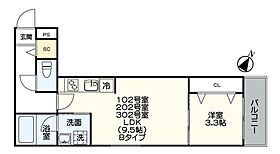 グランドライフ久留米 302 ｜ 福岡県久留米市西町1186-1（賃貸アパート1LDK・3階・34.38㎡） その2