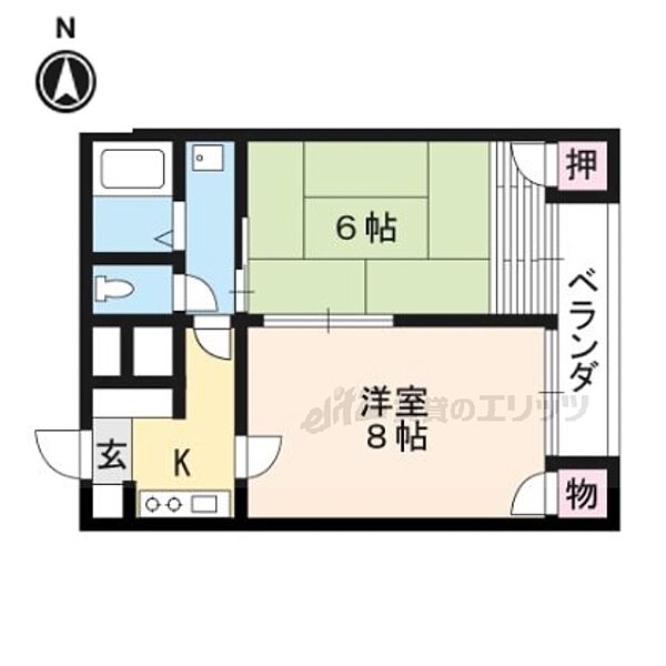 京都府京都市山科区大塚北溝町(賃貸マンション2K・1階・36.85㎡)の写真 その2