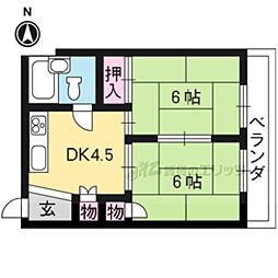 水度マンション 3階2DKの間取り