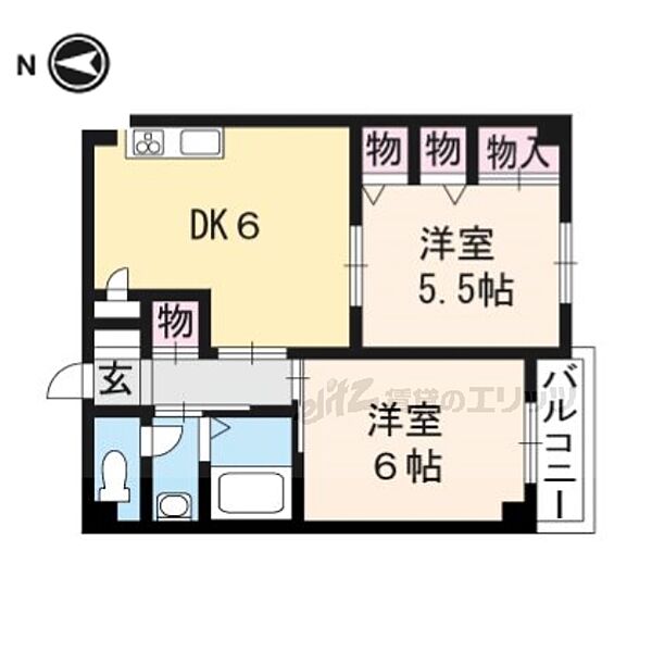 京都府京都市伏見区北端町(賃貸マンション2DK・4階・40.00㎡)の写真 その2