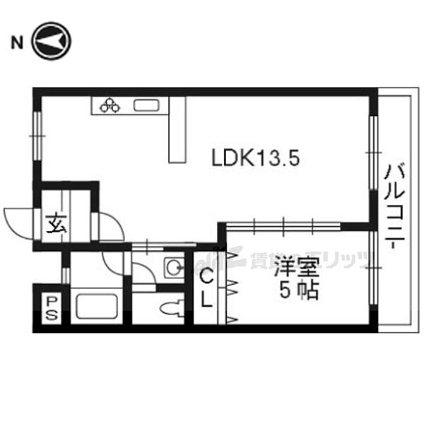 日野ハイツ 301｜京都府長岡京市友岡１丁目(賃貸マンション1LDK・3階・39.96㎡)の写真 その2