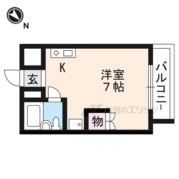 ヴィエント北花山 411｜京都府京都市山科区北花山大林町(賃貸マンション1R・2階・24.30㎡)の写真 その2