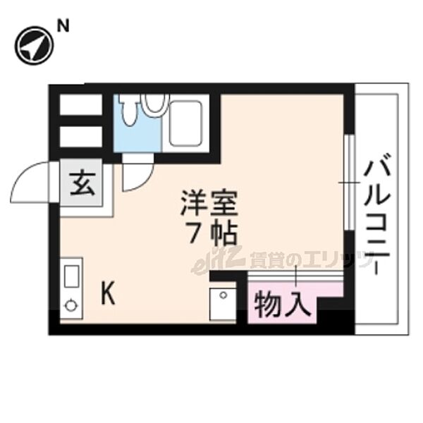 ヴィエント北花山 212｜京都府京都市山科区北花山大林町(賃貸マンション1R・5階・24.30㎡)の写真 その2