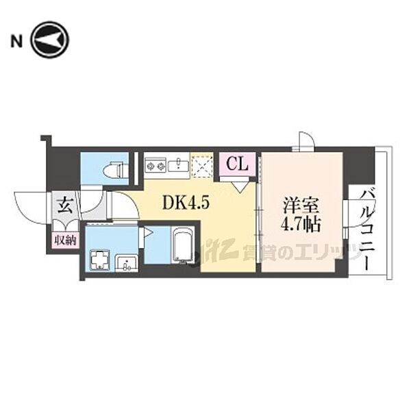 プラシード京都 619｜京都府京都市南区東九条西岩本町(賃貸マンション1DK・6階・25.16㎡)の写真 その2