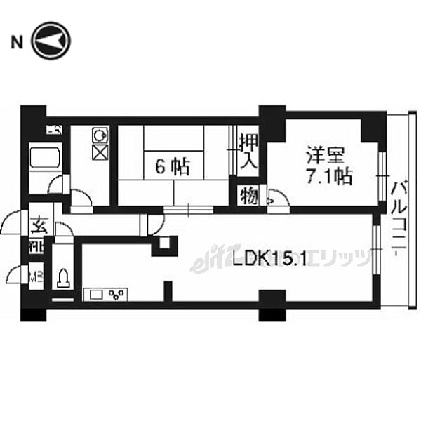 京都府京都市南区吉祥院九条町(賃貸マンション2LDK・2階・61.19㎡)の写真 その2