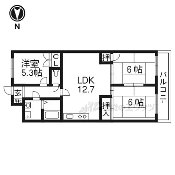 グランドハイツフナトラ 308｜京都府長岡京市滝ノ町２丁目(賃貸マンション3LDK・3階・66.00㎡)の写真 その2