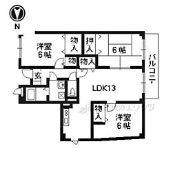 近鉄京都線 大久保駅 徒歩15分の賃貸マンション 3階3LDKの間取り