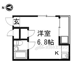 桃山サニーハイツ 5階ワンルームの間取り