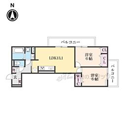 GRAMM奥海印寺EAST 3階2LDKの間取り