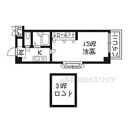 近鉄京都線 小倉駅 徒歩7分の賃貸マンション 5階1Kの間取り