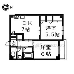 セントアミュー 2階2DKの間取り