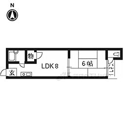 近鉄京都線 富野荘駅 徒歩3分の賃貸アパート 1階2Kの間取り