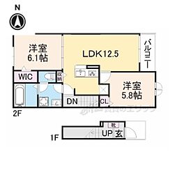 クローバー 2階2LDKの間取り