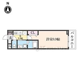 近鉄京都線 興戸駅 徒歩5分の賃貸アパート 2階1Kの間取り
