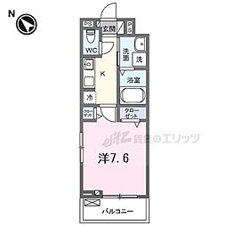 近鉄京都線 向島駅 徒歩8分の賃貸アパート 2階1Kの間取り