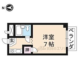 カルチェヴィラ吉勇 3階1Kの間取り