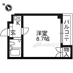 京阪宇治線 桃山南口駅 徒歩2分の賃貸マンション 3階1Kの間取り