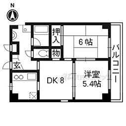 阪急京都本線 長岡天神駅 徒歩5分の賃貸マンション 4階2LDKの間取り