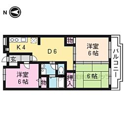 近鉄京都線 大久保駅 徒歩10分の賃貸マンション 5階3LDKの間取り