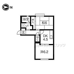 シャルム祐 2階2Kの間取り