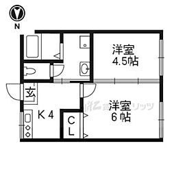 阪急京都本線 西山天王山駅 徒歩5分の賃貸アパート 2階2Kの間取り
