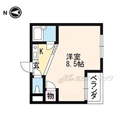 京阪本線 丹波橋駅 徒歩3分の賃貸マンション 1階1Kの間取り