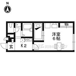 レオパレスサザンガーデン寺田II 2階1Kの間取り