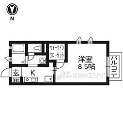 JR奈良線 JR藤森駅 徒歩1分の賃貸アパート 1階1Kの間取り