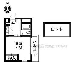 阪急京都本線 長岡天神駅 徒歩10分の賃貸マンション 3階1Kの間取り